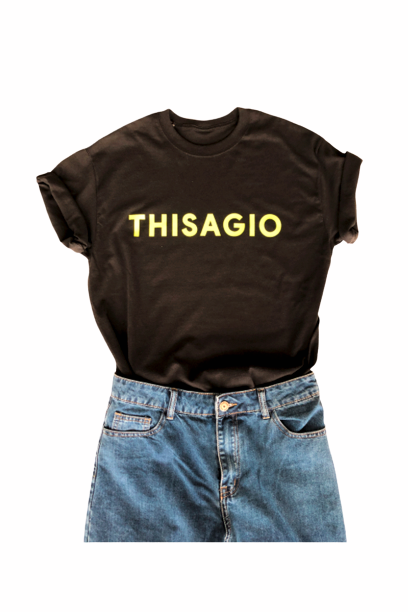 Thisagio Maglia Nera - Logo giallo fluo Thisagio Maglia Nera - Logo giallo fluo